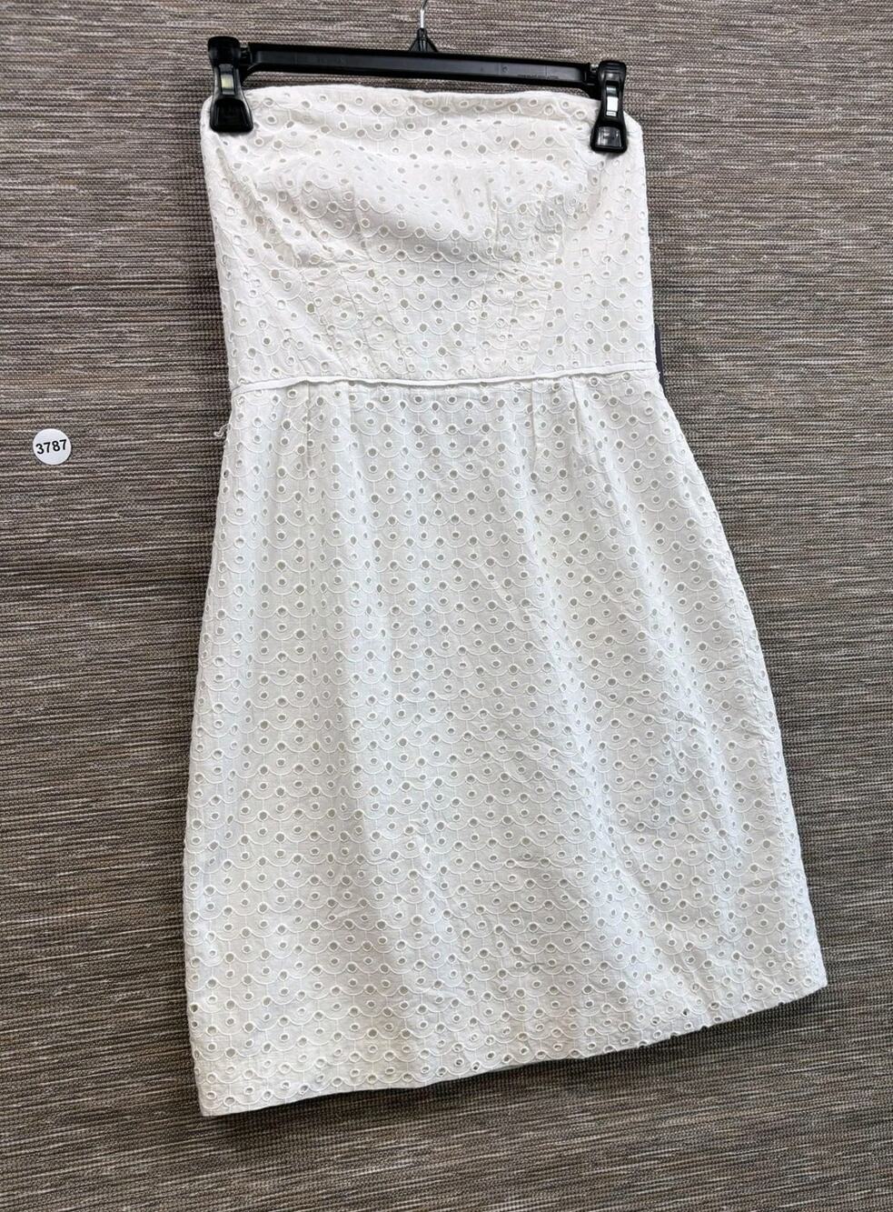 J. Crew Dress Womens 2 White Eyelet Strapless Fit & Flare Sundress Cotton Party